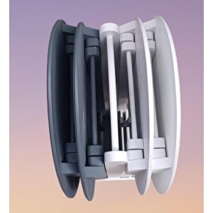 Çanta Zigon 90132 Oval Model Dörtlü Ahşap Mdf Parlak Beyaz Gri Renk Uyum El Yapım