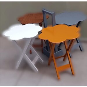 Çanta Zigon 90115 Sehpa Papatya Ahşap Mdf 4renk Ceviz Hardal Beyaz-gri Renk Uyum