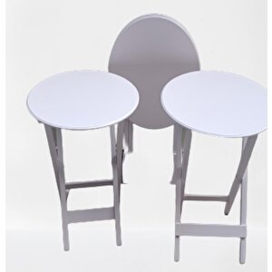Çanta Zigon 90136 Oval Sehpa Dörtlü Model Ahşap Mdf Parlak Beyaz Renk El Yapım
