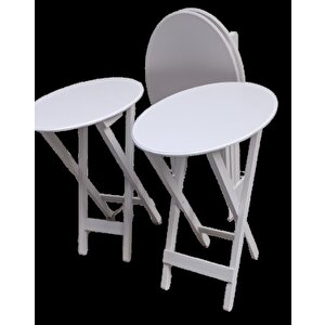 Çanta Zigon 90136 Oval Sehpa Dörtlü Model Ahşap Mdf Parlak Beyaz Renk El Yapım