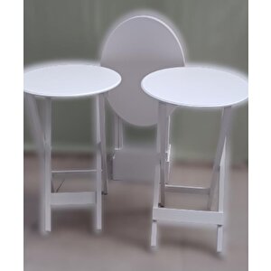Çanta Zigon 90136 Oval Sehpa Dörtlü Model Ahşap Mdf Parlak Beyaz Renk El Yapım