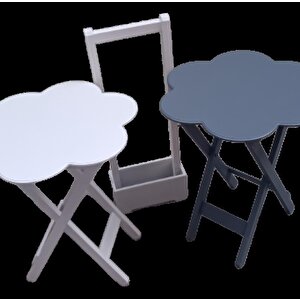Çanta Zigon 90101 Papatya  Model 2li Tk Ahşap Mdf Beyaz-gri Renk Uyum El Yapım