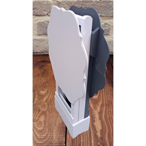 Çanta Zigon 90082 Sehpa Yonca Model 2 Li Tk Ahşap Mdf Beyaz Gri Renk Uyum El Yapı
