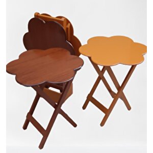 Çanta Zigon 90106 Sehpa Papatya Model Dörtlü Ahşap Mdf Ceviz-hardal Uyum El Yapım