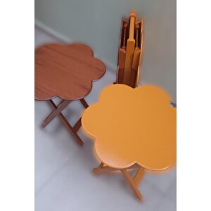 Çanta Zigon 90106 Sehpa Papatya Model Dörtlü Ahşap Mdf Ceviz-hardal Uyum El Yapım
