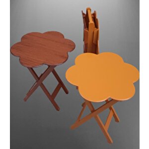 Çanta Zigon 90106 Sehpa Papatya Model Dörtlü Ahşap Mdf Ceviz-hardal Uyum El Yapım