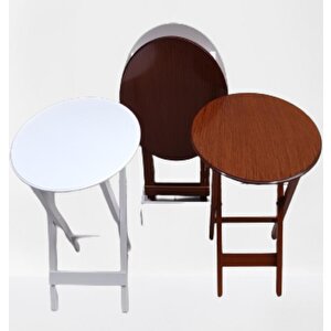 Çanta Zigon 90134 Sehpa Oval Dörtlü Model Ahşap Mdf Beyaz Ve Ceviz Uyum El Yapım