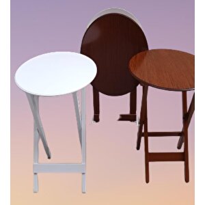 Çanta Zigon 90134 Sehpa Oval Dörtlü Model Ahşap Mdf Beyaz Ve Ceviz Uyum El Yapım
