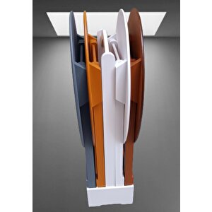 Çanta Zigon 90137 Oval Dörtlü Model Ahşap Mdf Gri Ceviz Beyaz Hardal Renk Uyum