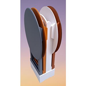 Çanta Zigon 90137 Oval Dörtlü Model Ahşap Mdf Gri Ceviz Beyaz Hardal Renk Uyum
