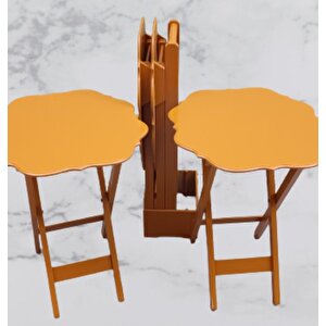 Çanta Zigon 90087 Sehpa Yonca Tk Dörtlü Model Ahşap Mdf Hardal Renk Uyum El Yapım