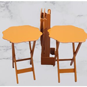 Çanta Zigon 90087 Sehpa Yonca Tk Dörtlü Model Ahşap Mdf Hardal Renk Uyum El Yapım