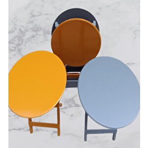 Çanta Zigon 90127 Sehpa Oval Model Dörtlü Mdf Hardal Ve Gri  Renk Uyumu El Yapımı