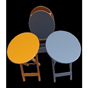 Çanta Zigon 90127 Sehpa Oval Model Dörtlü Mdf Hardal Ve Gri  Renk Uyumu El Yapımı