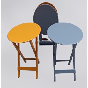 Çanta Zigon 90127 Sehpa Oval Model Dörtlü Mdf Hardal Ve Gri  Renk Uyumu El Yapımı