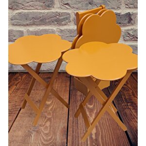 Çanta Zigon 90116 Papatya Dörtlü Model Ahşap Mdf Hardal Renk Uyumu El Yapımı