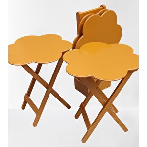 Çanta Zigon 90116 Papatya Dörtlü Model Ahşap Mdf Hardal Renk Uyumu El Yapımı
