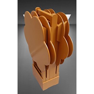 Çanta Zigon 90116 Papatya Dörtlü Model Ahşap Mdf Hardal Renk Uyumu El Yapımı
