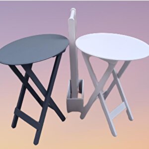 Çanta Zigon 90121 Sehpa Oval Model İkili Takım Mdf Gri-beyaz Renk Uyumu El Yapımı