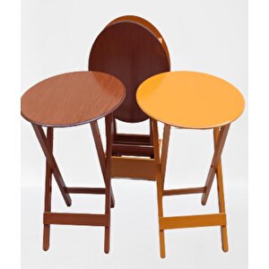 Çanta Zigon 90128 Sehpa Oval Model Ahşap Mdf Ceviz Ve Hardal Renk Uyum El Yapım