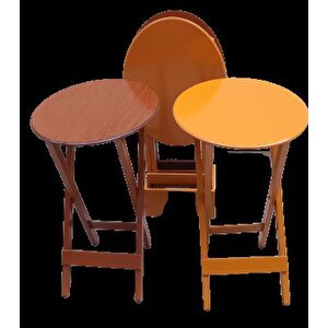 Çanta Zigon 90128 Sehpa Oval Model Ahşap Mdf Ceviz Ve Hardal Renk Uyum El Yapım