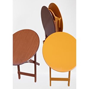 Çanta Zigon 90128 Sehpa Oval Model Ahşap Mdf Ceviz Ve Hardal Renk Uyum El Yapım
