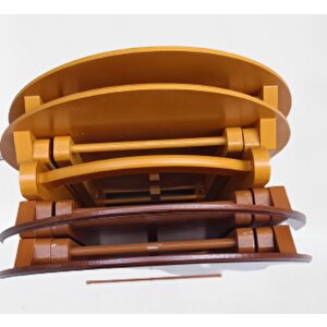 Çanta Zigon 90128 Sehpa Oval Model Ahşap Mdf Ceviz Ve Hardal Renk Uyum El Yapım