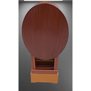 Çanta Zigon 90128 Sehpa Oval Model Ahşap Mdf Ceviz Ve Hardal Renk Uyum El Yapım