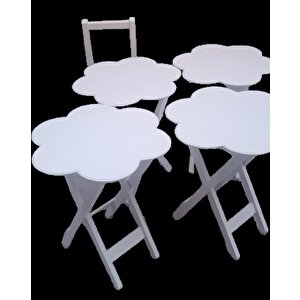 Çanta Zigon 90114 Sehpa Papatya Dörtlü Model Ahşap Mdf Parlak Beyaz Renk El Yapım