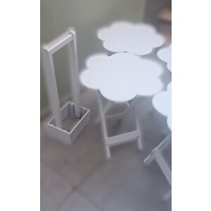 Çanta Zigon 90114 Sehpa Papatya Dörtlü Model Ahşap Mdf Parlak Beyaz Renk El Yapım