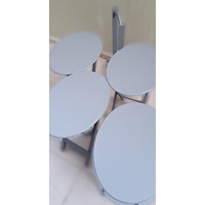 Çanta Zigon 90133 Sehpa Oval Sehpa 90133 Model Dörtlü Ahşap Mdf Gri Renk El Yapım