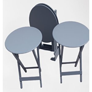 Çanta Zigon 90133 Sehpa Oval Sehpa 90133 Model Dörtlü Ahşap Mdf Gri Renk El Yapım