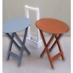 Çanta Zigon 90123 Sehpa Oval Model İkili Takım Mdf  Gri-ceviz Renk Uyum El Yapım