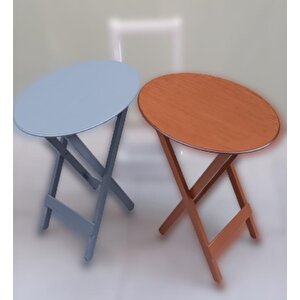 Çanta Zigon 90123 Sehpa Oval Model İkili Takım Mdf  Gri-ceviz Renk Uyum El Yapım