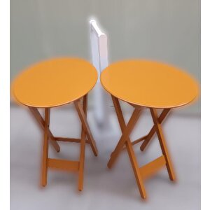 Çanta Zigon 90120 Sehpa Oval Model İkili Takım Mdf Hardal Renk Uyumu El Yapımı