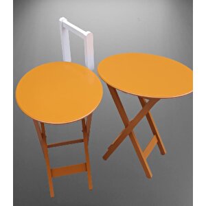Çanta Zigon 90120 Sehpa Oval Model İkili Takım Mdf Hardal Renk Uyumu El Yapımı