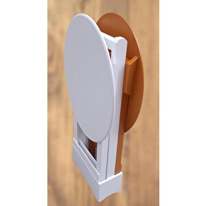 Çanta Zigon 90119 Sehpa Oval Model 2ili Takım Mdf Hardal-beyaz Renk Uyum El Yapım