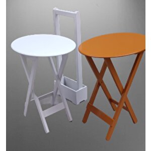 Çanta Zigon 90119 Sehpa Oval Model 2ili Takım Mdf Hardal-beyaz Renk Uyum El Yapım