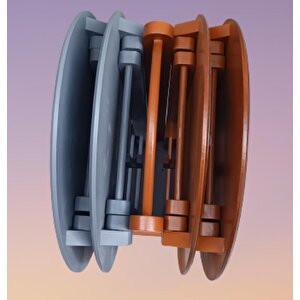 Çanta Zigon 90131 Oval Model Dörtlü Ahşap Mdf Ceviz Ve Gri  Renk Uyumu El Yapımı