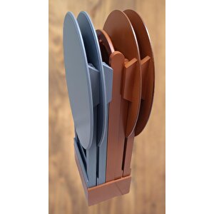 Çanta Zigon 90131 Oval Model Dörtlü Ahşap Mdf Ceviz Ve Gri  Renk Uyumu El Yapımı
