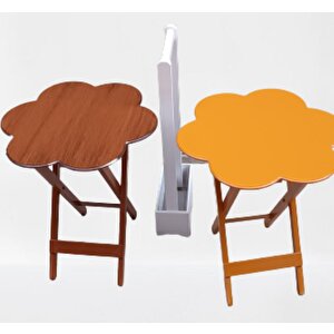 Çanta Zigon 90097 Papatya Model 2li Tk Ahşap Mdf Hardal Ceviz Renk Uyum El Yapım