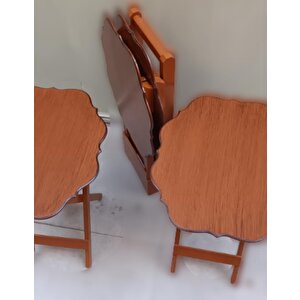 Çanta Zigon 90093 Yonca Takım Dörtlü Model Ahşap Mdf Parlak Ceviz Renk El Yapım