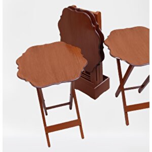 Çanta Zigon 90093 Yonca Takım Dörtlü Model Ahşap Mdf Parlak Ceviz Renk El Yapım