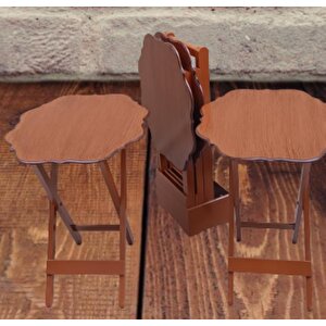 Çanta Zigon 90093 Yonca Takım Dörtlü Model Ahşap Mdf Parlak Ceviz Renk El Yapım