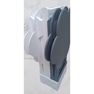 Çanta Zigon 90112 Papatya Sehpa Model Ahşap Mdf Beyaz Ve Gri Renk Uyum El Yapım