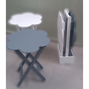 Çanta Zigon 90112 Papatya Sehpa Model Ahşap Mdf Beyaz Ve Gri Renk Uyum El Yapım