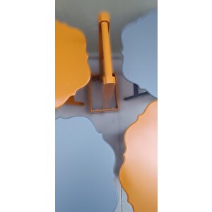 Çanta Zigon 90088 Sehpa Yonca 4 Lü Model Ahşap Mdf Gri-hardal Renk Uyum El Yapım