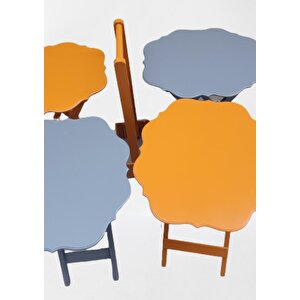 Çanta Zigon 90088 Sehpa Yonca 4 Lü Model Ahşap Mdf Gri-hardal Renk Uyum El Yapım