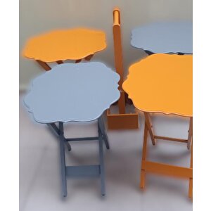 Çanta Zigon 90088 Sehpa Yonca 4 Lü Model Ahşap Mdf Gri-hardal Renk Uyum El Yapım