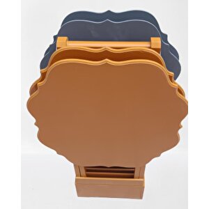 Çanta Zigon 90088 Sehpa Yonca 4 Lü Model Ahşap Mdf Gri-hardal Renk Uyum El Yapım